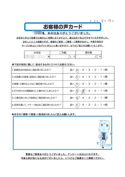 栃木市 H様のお声