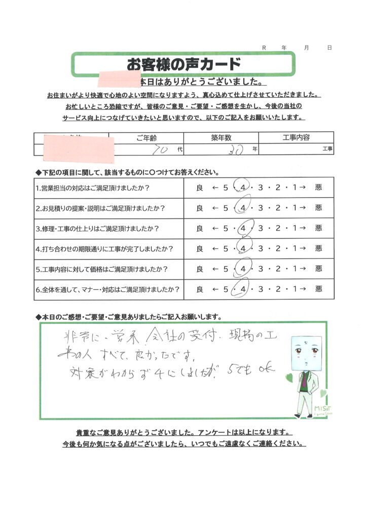 栃木市 N様のお声