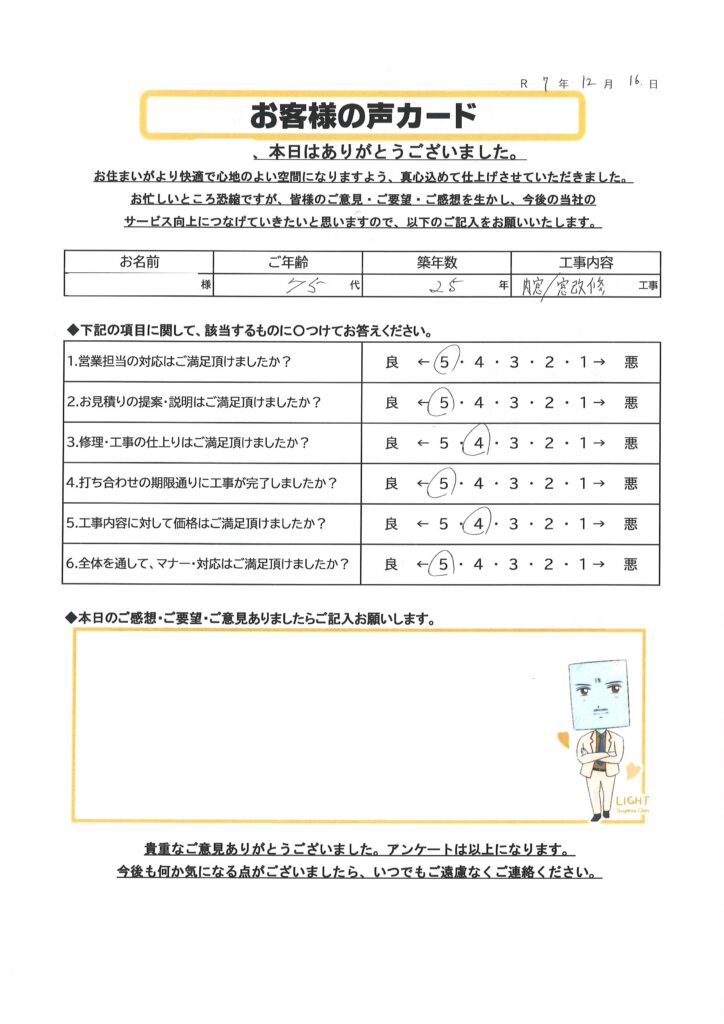 栃木市 N様のお声