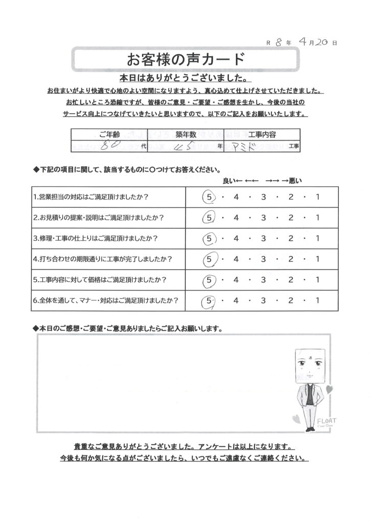栃木市 N様のお声
