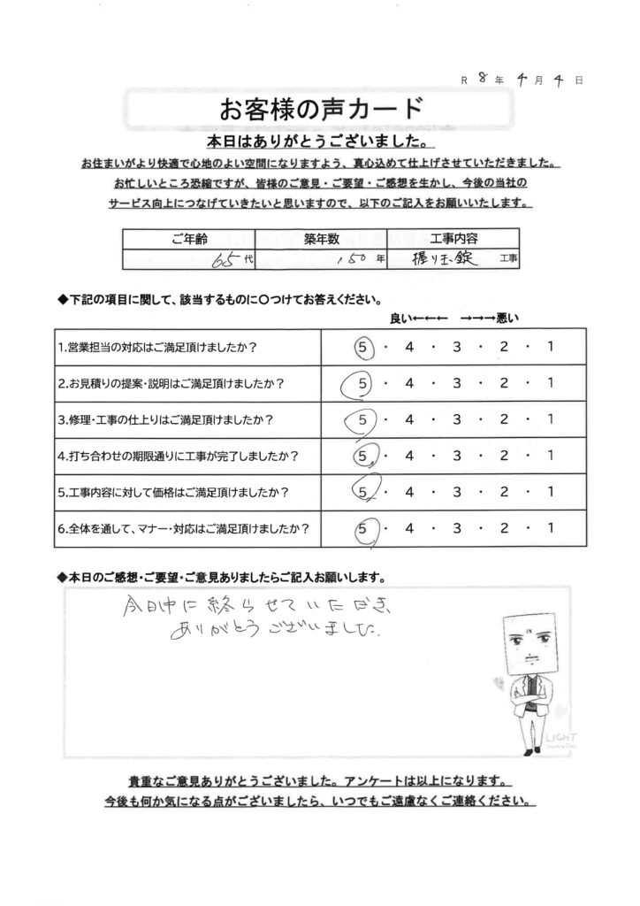 栃木市 K様のお声