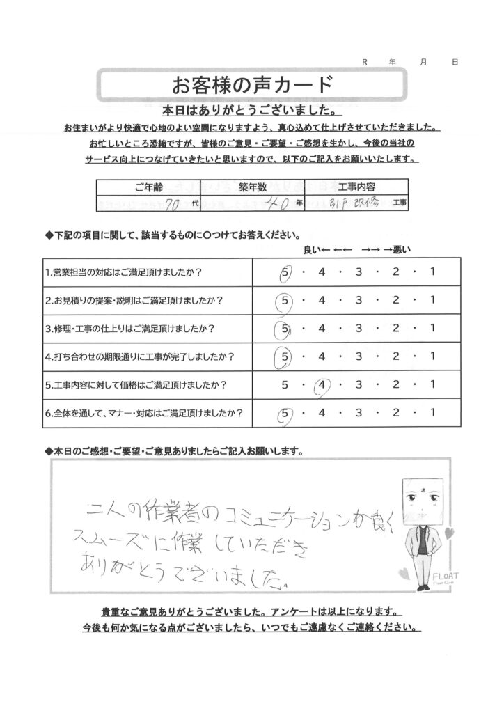 栃木市 K様のお声
