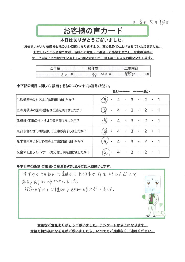 栃木市 S様のお声