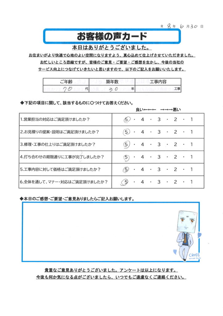栃木市 O様のお声