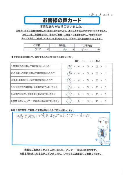 栃木市 O様のお声